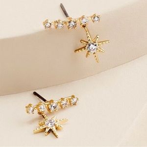Chico’s Star Drop Cubic Zirconia Rhinestone Gold Tone Earrings For Pierced Ears